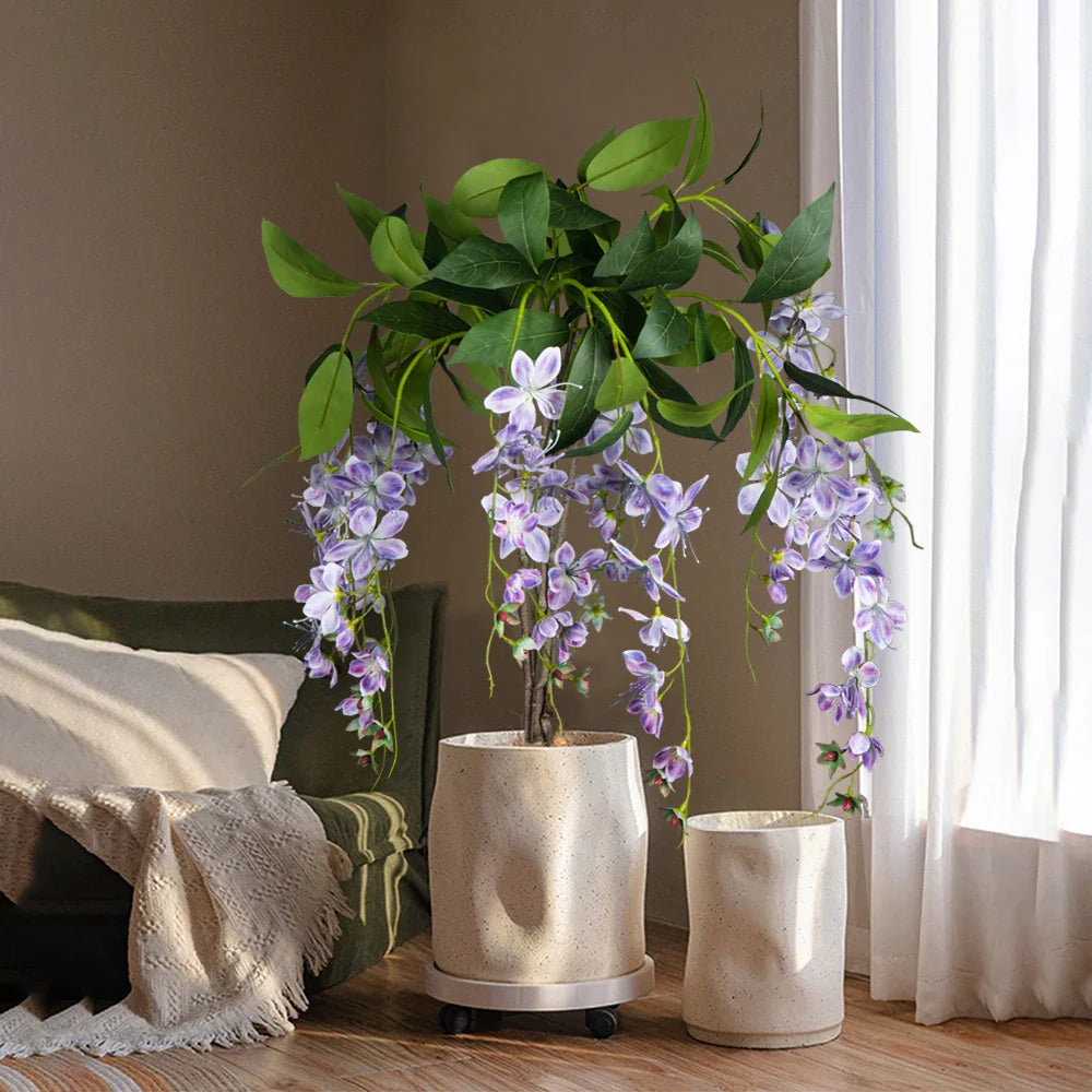 Dlight Decor 95cm Hanging Jasmine Bouquet with Tropical Begonia Flowers