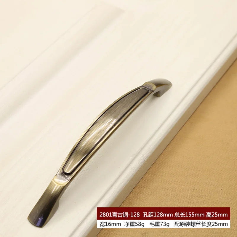 Retro Bronze Cabinet Handles - Antique Metal Kitchen Door Pulls and Wardrobe Knobs 128mm 2801-128mm Handles