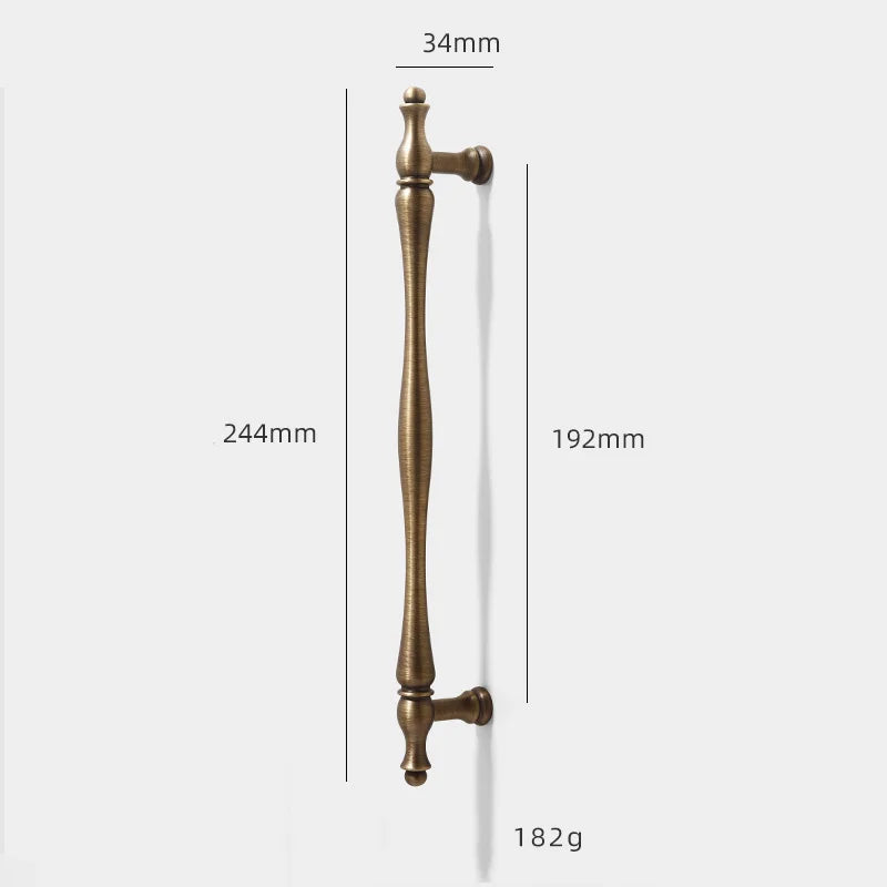 Antique Brass Furniture Cabinet Handle – American Vintage Wardrobe Knob and Drawer Pull 244mm bar Handles