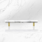 Green and White Marble Cabinet Handle – Luxury Natural Stone Drawer Pulls with Brass Base (50mm-200mm) Handles