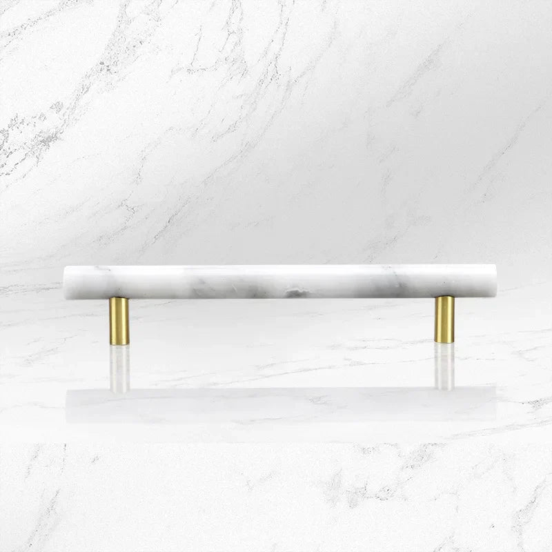 Green and White Marble Cabinet Handle – Luxury Natural Stone Drawer Pulls with Brass Base (50mm-200mm) Handles