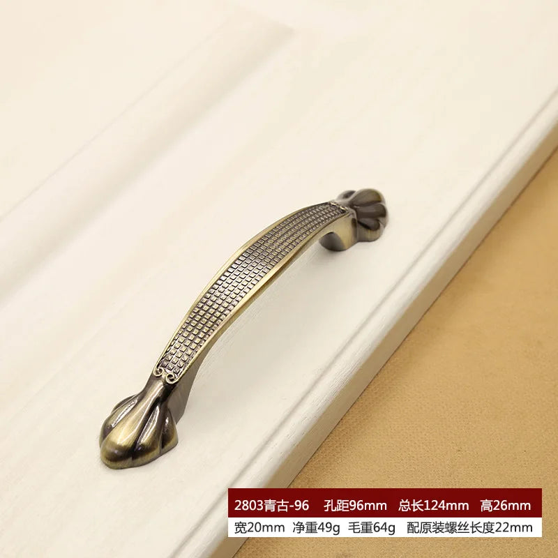 Retro Bronze Cabinet Handles - Antique Metal Kitchen Door Pulls and Wardrobe Knobs 128mm 2803-96mm Handles