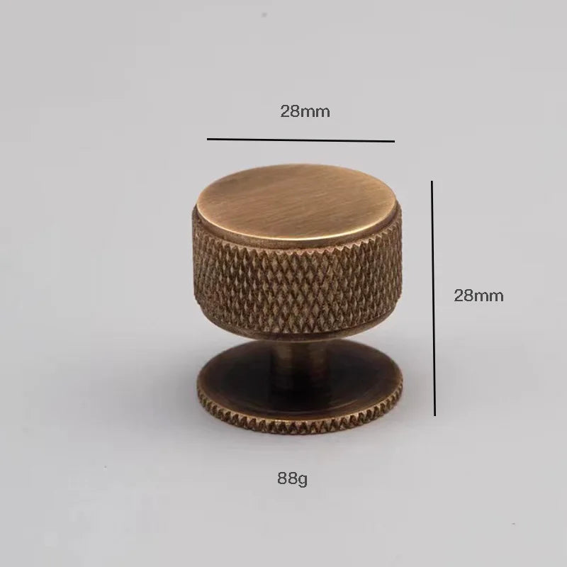 Gold and Bronze Knurled Brass Knobs – Modern Single-Hole Cabinet and Drawer Pulls bronze 28mm knob