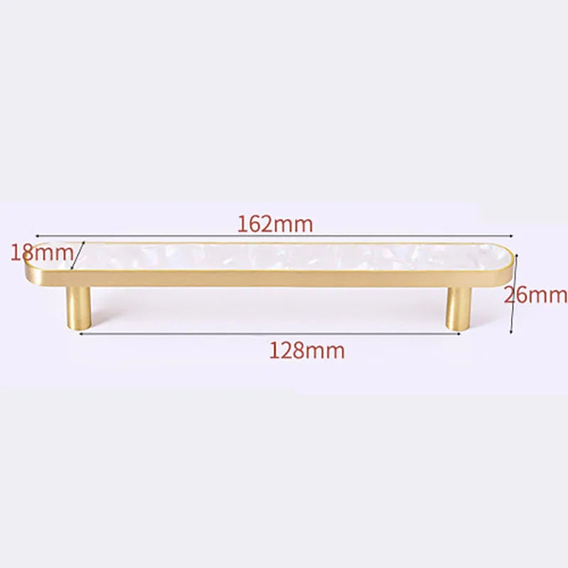 Brass and Acrylic Cabinet Handles – Colorful European Wardrobe Pulls for Furniture (96/128mm Hole Distance) 162mm B