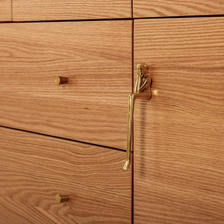 Nordic Brass Humanoid Cabinet Handle – Modern Luxury Drawer Pulls for Wardrobes and Cabinets (Single Hole) Handles