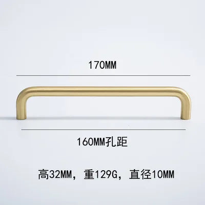 Solid Brass Cabinet Handles - Modern Golden Drawer Pulls for Dresser Wardrobe and Kitchen Cupboards Golden 160mm
