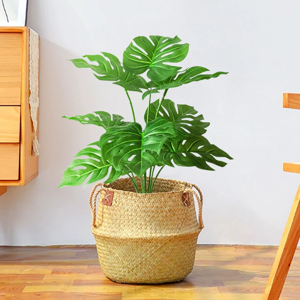Dlight Decor 53cm Monstera Palm Plant with Turtle Leaves for Home and Party Decor