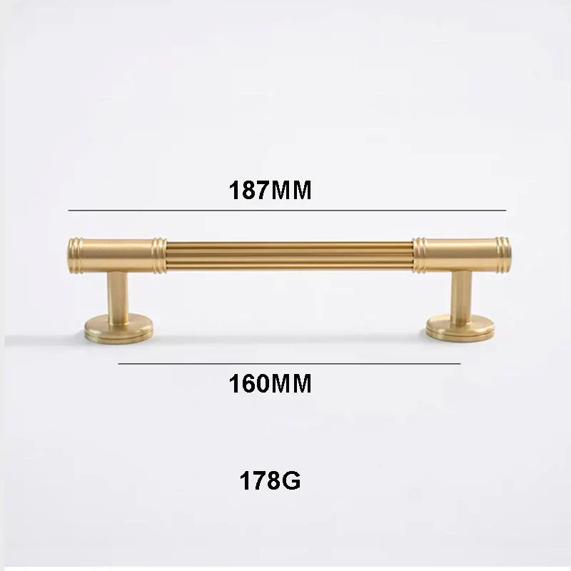 Gold Brass Vertical Linear Cabinet Handles – American-Style Wardrobe and Bar Pulls 187mm Handles
