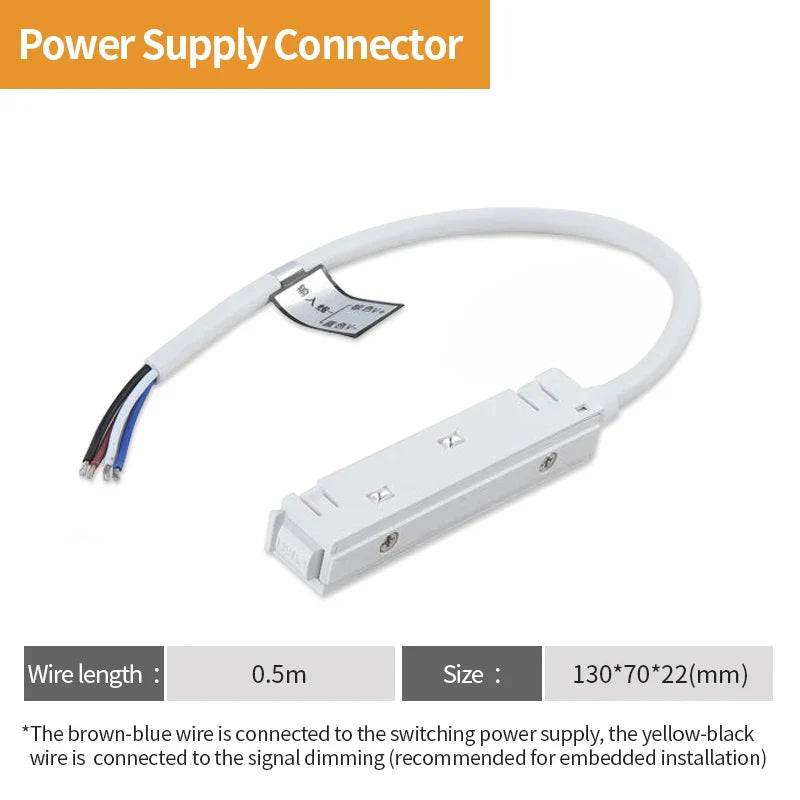 2 Meter White LED Magnetic Track Lighting System Accessories - Ceiling Recessed Magnet Rail Lamp Kit Power Connector