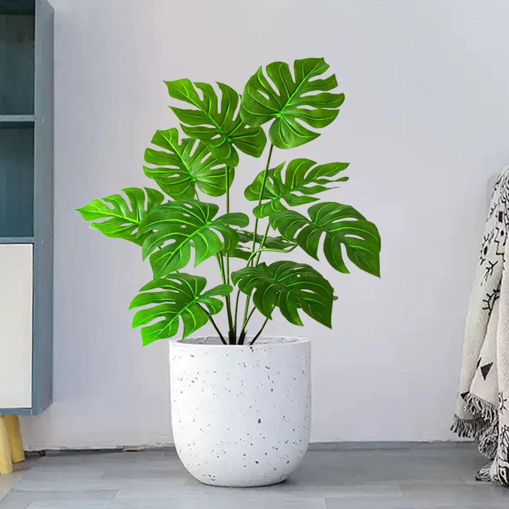 Dlight Decor 53cm Monstera Palm Plant with Turtle Leaves for Home and Party Decor