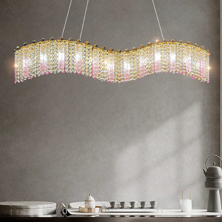 Elegant Feather Crystal Chandelier - A Light Luxury Masterpiece For Bedrooms Living Rooms