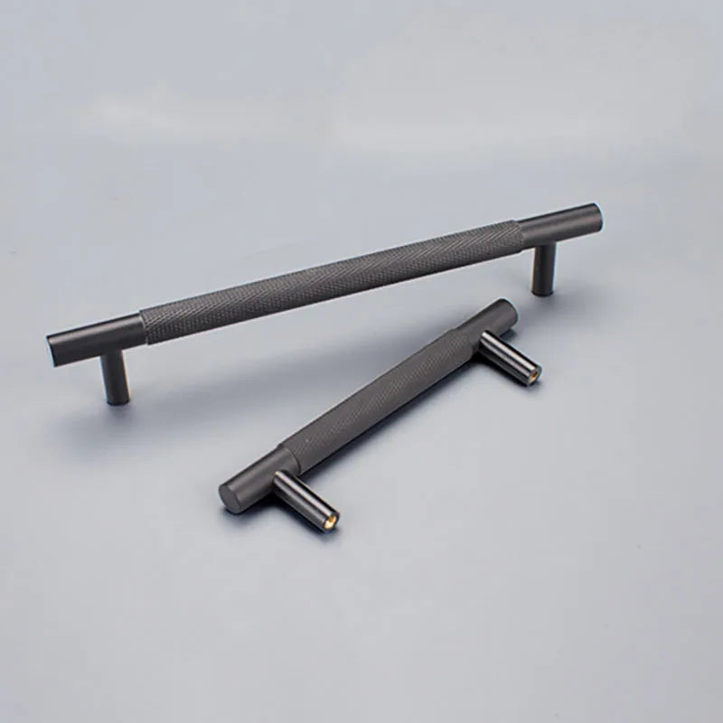 Black Knurled Brass Furniture Handles – Textured Drawer Knobs and Wardrobe Bar Pulls Handles
