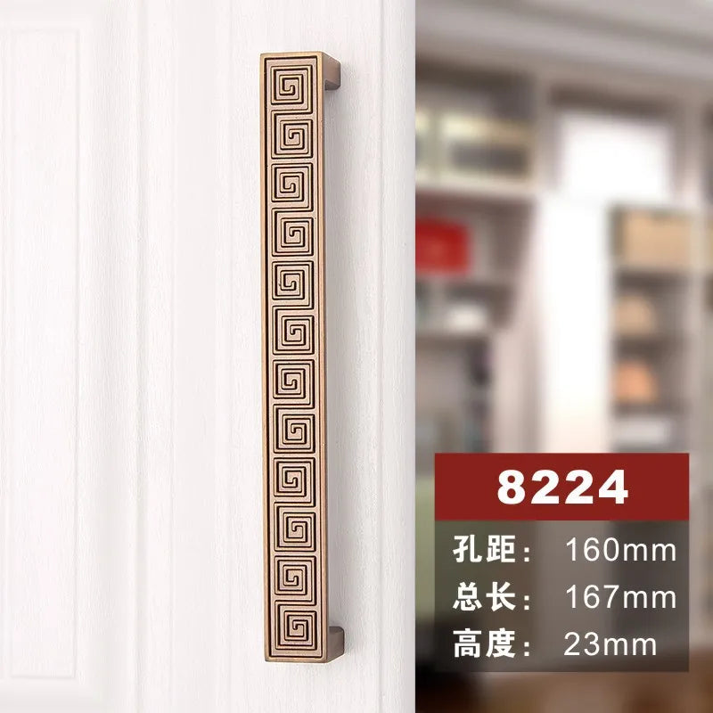 Antique Yellow Bronze Wardrobe Handles - Modern Zinc Alloy Drawer Knobs for Cabinets and Closets 8224 160mm Handles