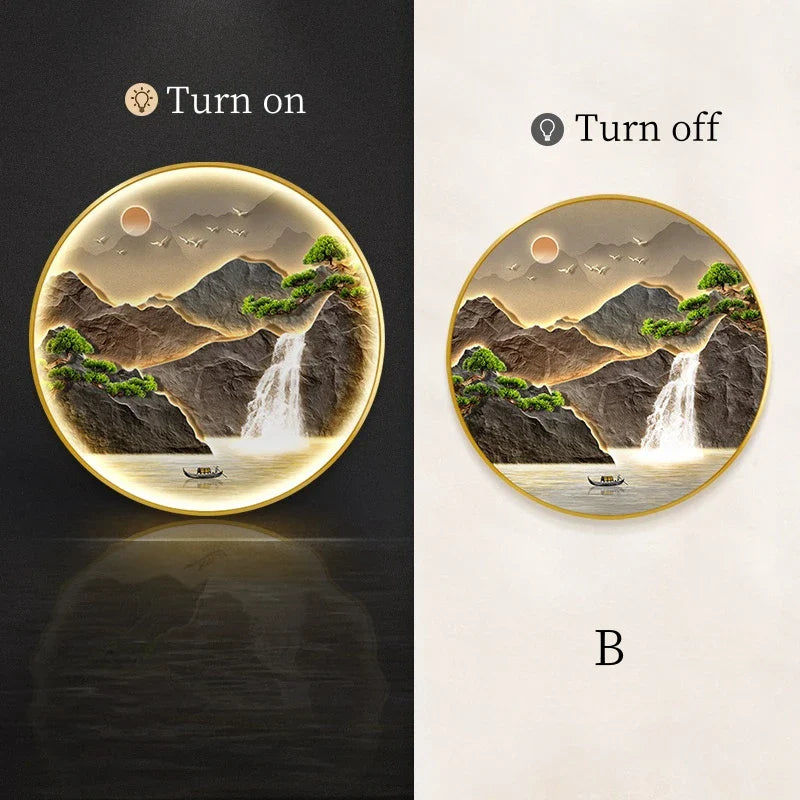 Dlight Decor Luxury Glow Round Wall Light for Interiors B / Dia 80cm / NON dimm warm light|Gold border Wall Art