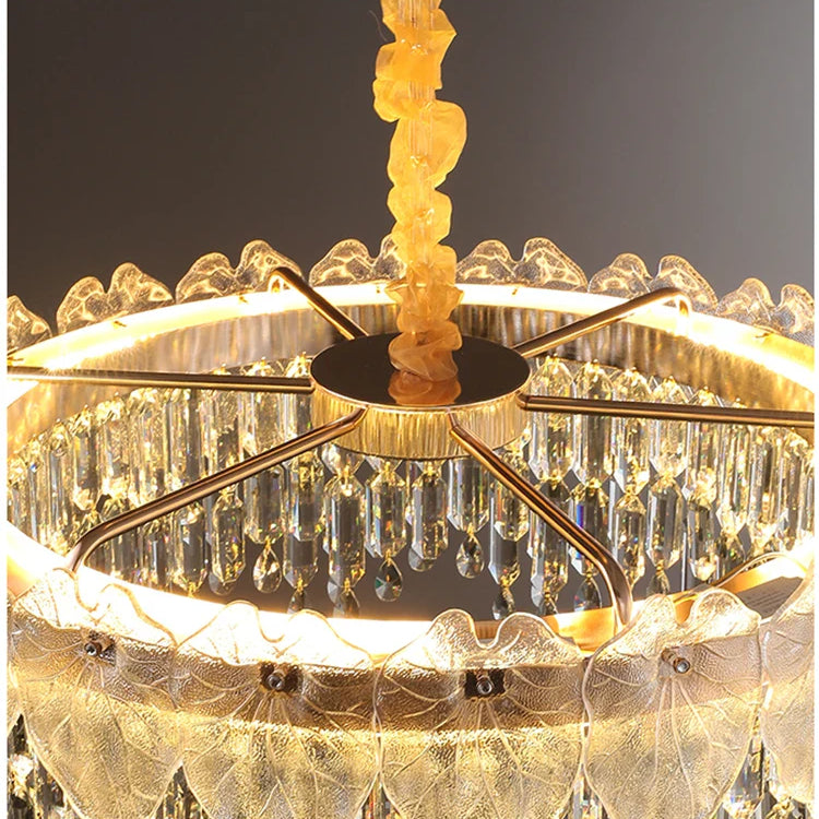 New Modern Led Pendant Lamp - Gold Luxury Round Crystal Ceiling Chandelier For Living Rooms