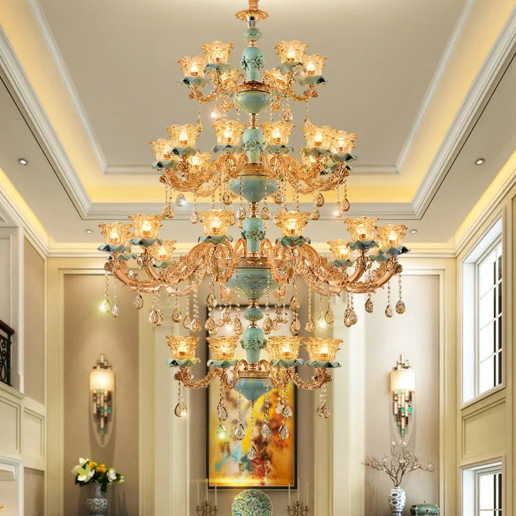 European - Style Duplex Building Chandelier - Elegance For Living Rooms Hotels And Ceramic