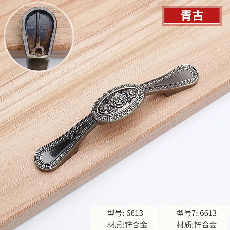 Antique Bronze Cabinet Handles - Vintage Zinc Alloy Drawer Pulls for Furniture 6613 96mm Handles