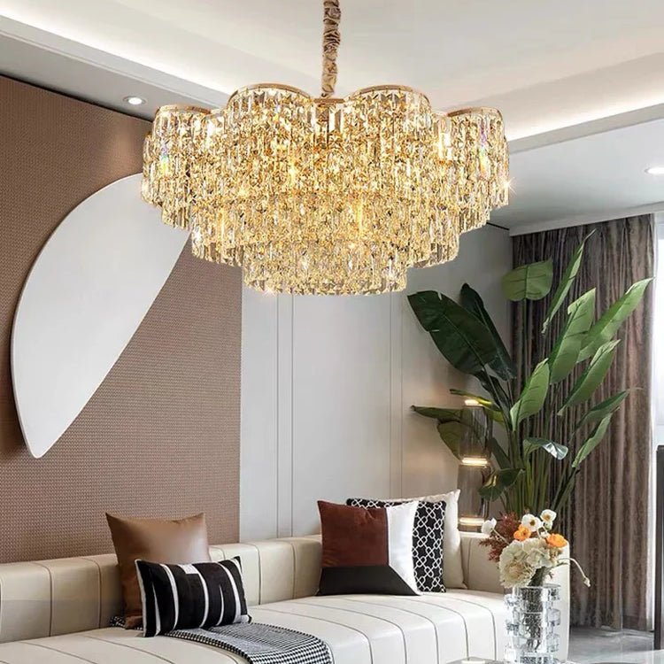 New Design Light Luxury Clean Crystal Chandelier Living Room Lamp Modern Simple Atmosphere Golden