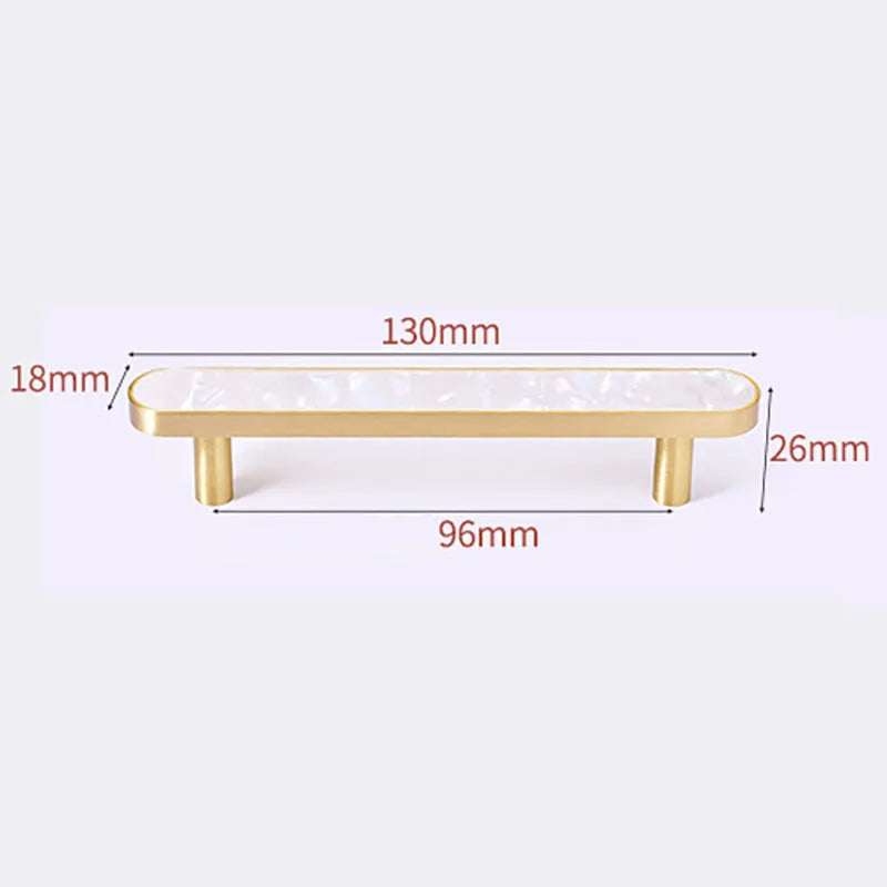 Brass and Acrylic Cabinet Handles – Colorful European Wardrobe Pulls for Furniture (96/128mm Hole Distance) 130mm B