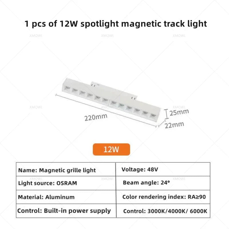 Modern Magnetic Track Lights - Embedded LED Spotlight Downlight 1 pcs 12W Spotligh / White light 4000K ceiling light