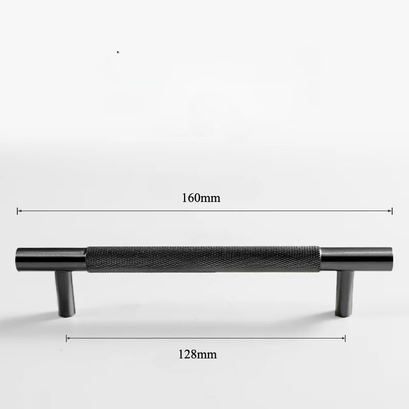 Black Knurled Brass Furniture Handles – Textured Drawer Knobs and Wardrobe Bar Pulls black 160mm Handles