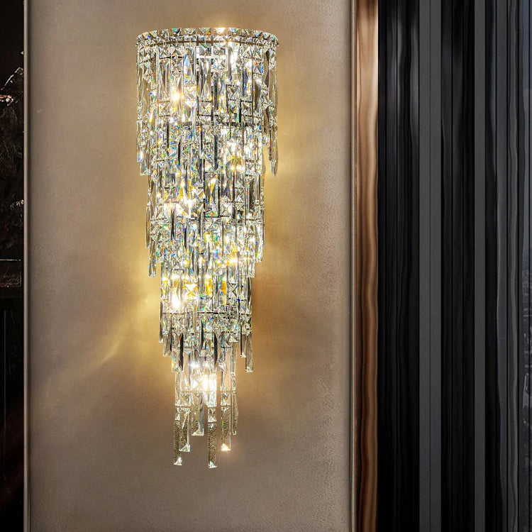 Elena’s Multi - Layer Crystal Pendant Wall Lamp - High - Quality Elegance For Your Living Spaces