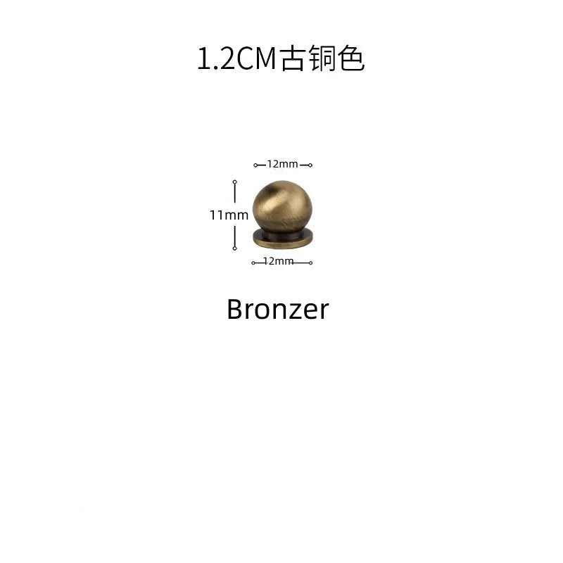 Solid Brass Ball Cabinet Knobs - Vintage Single-Hole Wardrobe and Drawer Handles Bronze 12mm Knobs
