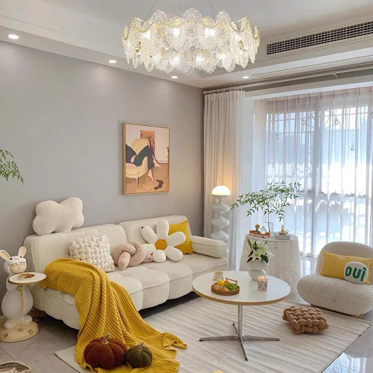 Elegant French Light Luxury Glass Chandelier - Modern Golden Rectangular Dining Room And Living