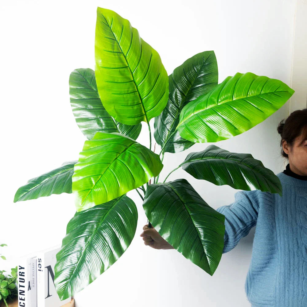 Dlight Decor 85cm Tropical Palm Banana Tree Branch with Monstera Leaves