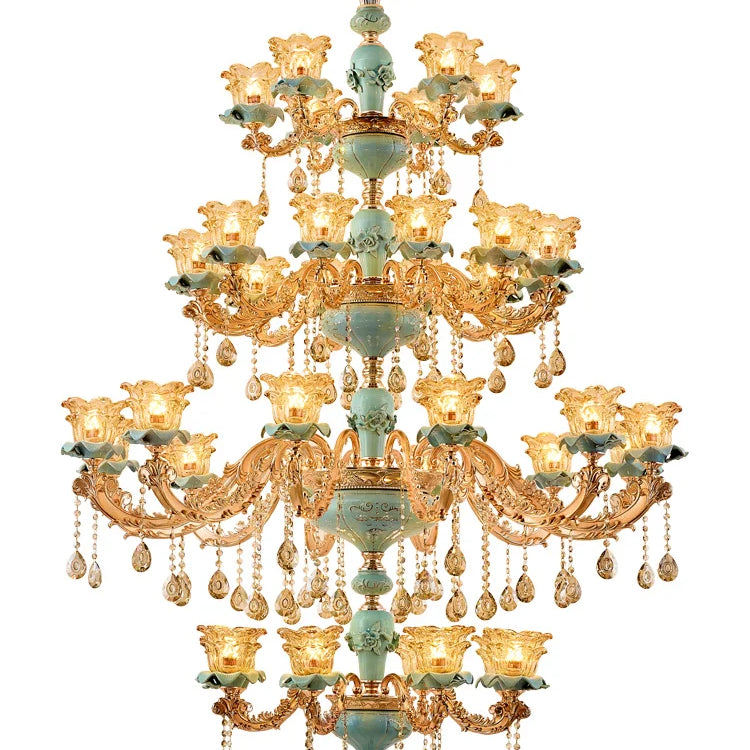 European - Style Duplex Building Chandelier - Elegance For Living Rooms Hotels And Ceramic