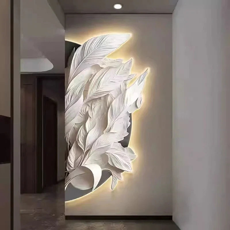 Dlight Decor Feather Mural LED Light for Entry Walls Wall Art