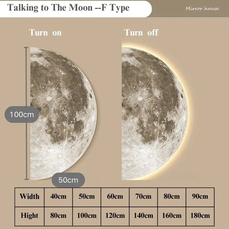 Dlight Decor LED Moon Wall Lamp with Remote Dimming F Type / 40CM X 80CM Wall Art