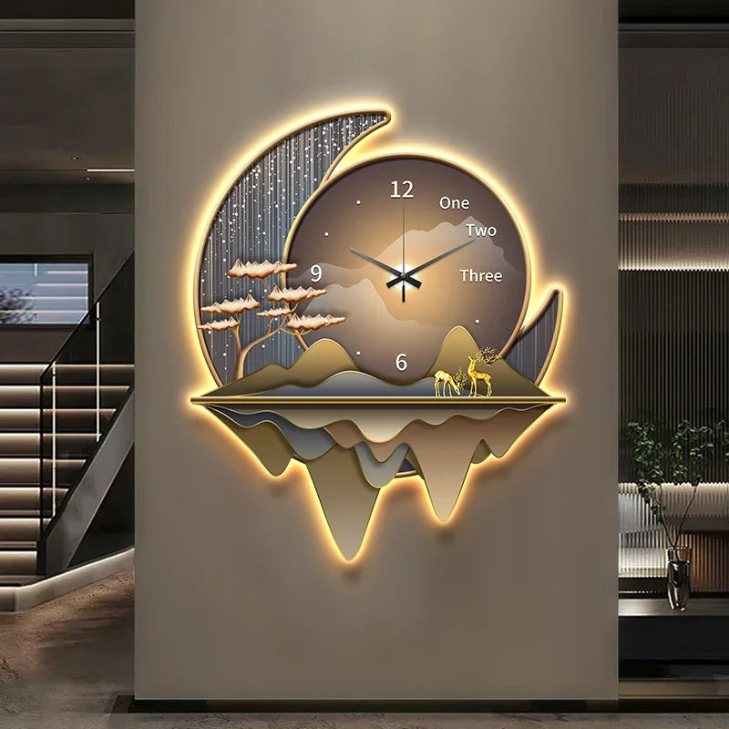 Dlight Decor Clock Wall Light with Luxury Crystal Glow A / 50x41cm / Remote dimming|With lamp Wall Art