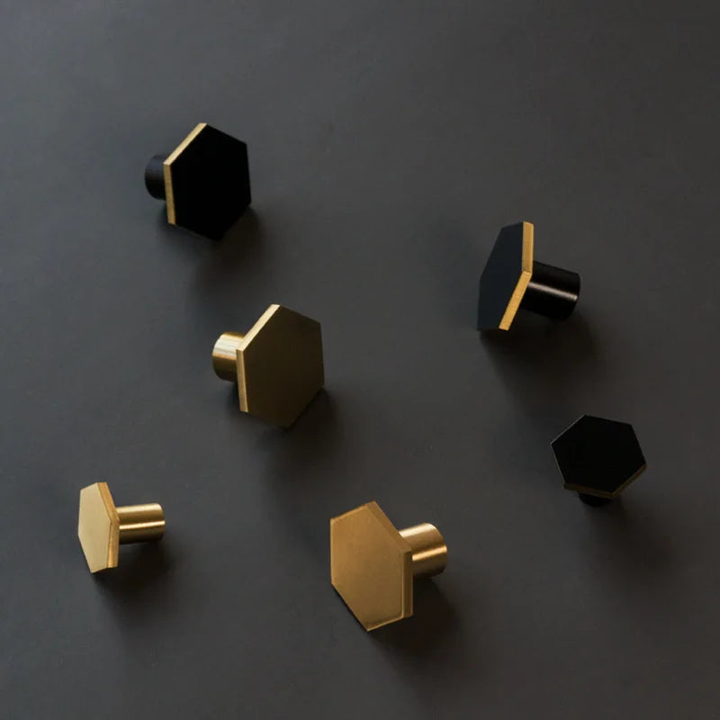 1 Piece - Mini Hexagon Gold Drawer Knob – Luxury Zinc Alloy Single Hole Handle for Cabinets and Doors knob