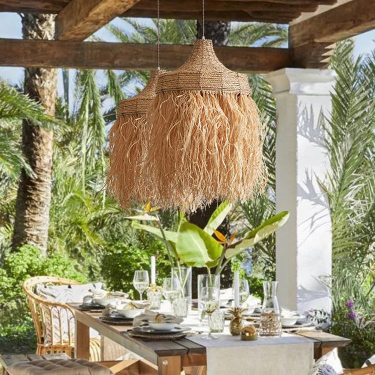 Wabi Sabi Rattan Grass Pendant Lamps - Handmade Japanese - Inspired Natural Lighting With Simple