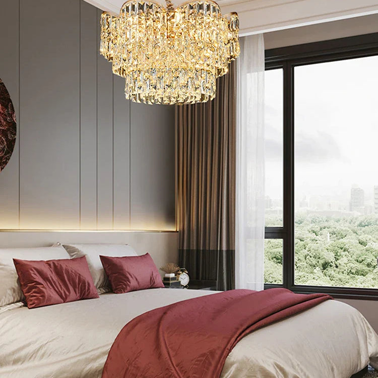 New Design Light Luxury Clean Crystal Chandelier Living Room Lamp Modern Simple Atmosphere Golden