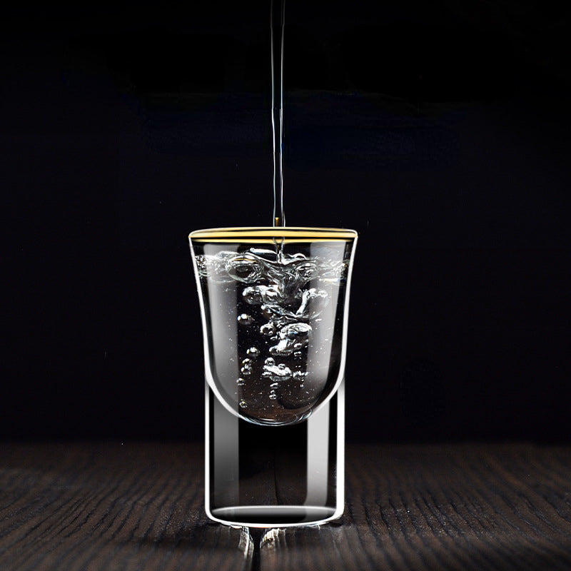 Dlight Decor 6pc Gold Rim Spirits Glass Set – Gilt Small Wine & Baijiu Cups 6pcs / 15ml