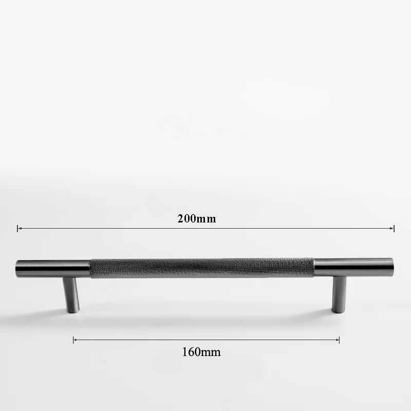Black Knurled Brass Furniture Handles – Textured Drawer Knobs and Wardrobe Bar Pulls black 200mm Handles