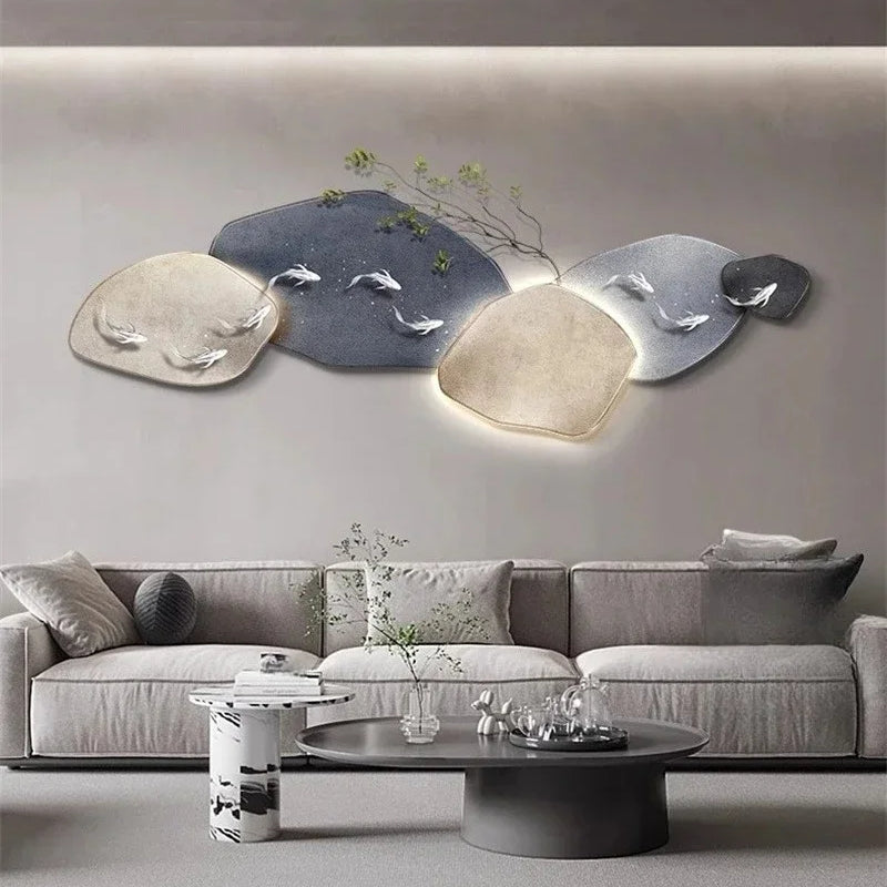 Dlight Decor 3D Nine Fish Wall Lamp Mural Art Wall Art