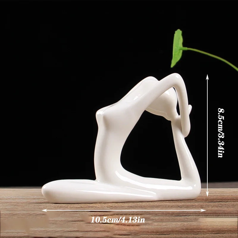 Ceramic Yoga Pose Figurine – Abstract Lady Sculpture in 12 Styles for Home & Studio Decor White L Homedecor