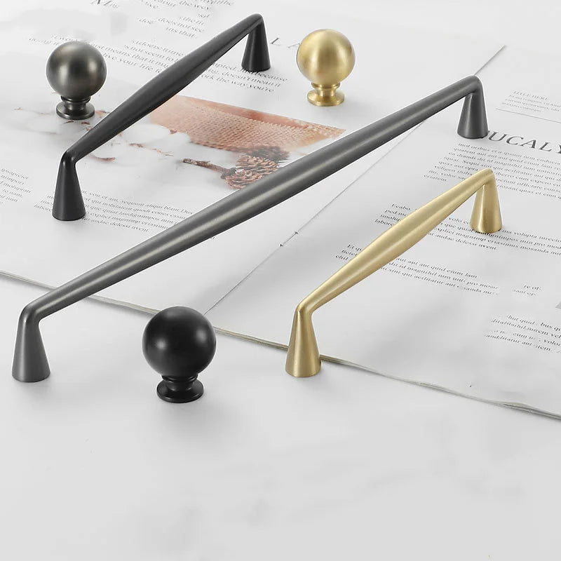 Brass Gold Black and Gray Cabinet Handles – Nordic Wardrobe Knobs and American Bar Pulls Handles