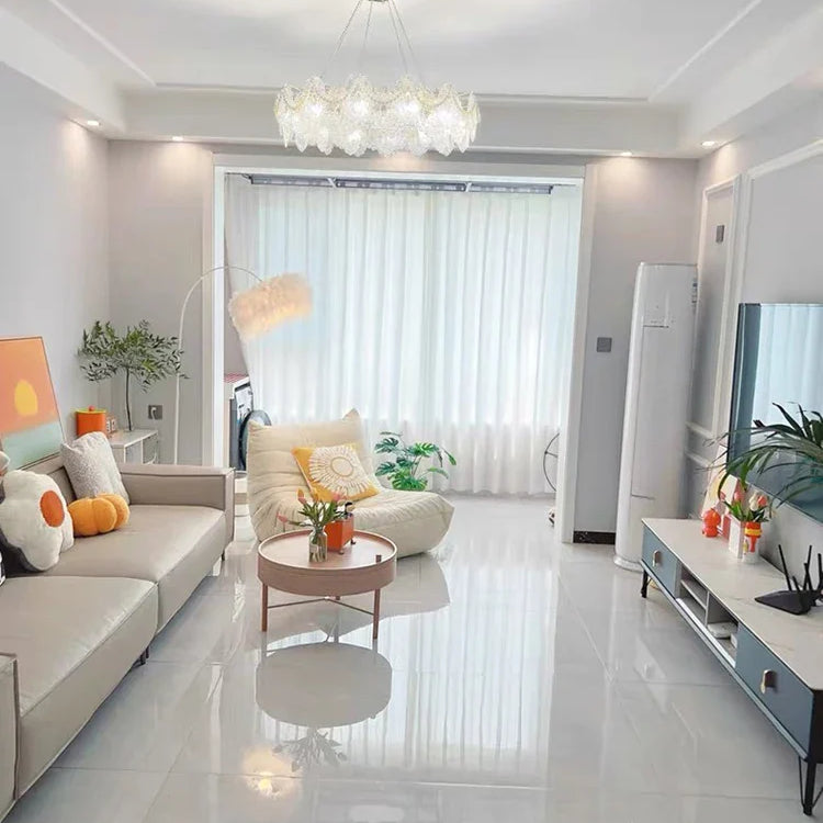 Elegant French Light Luxury Glass Chandelier - Modern Golden Rectangular Dining Room And Living