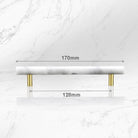 Green and White Marble Cabinet Handle – Luxury Natural Stone Drawer Pulls with Brass Base (50mm-200mm) white 170mm