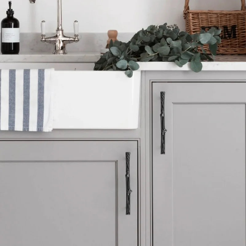 Antique Tree Pole Kitchen Drawer Handles - Zinc Alloy Cabinet Knobs in Bronze Gold and Black Handles