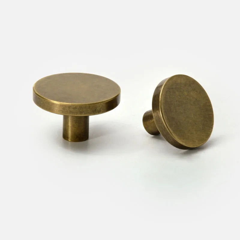 Antique Brass Round Cabinet Knobs – Vintage Drawer Wardrobe and Cupboard Pulls knob