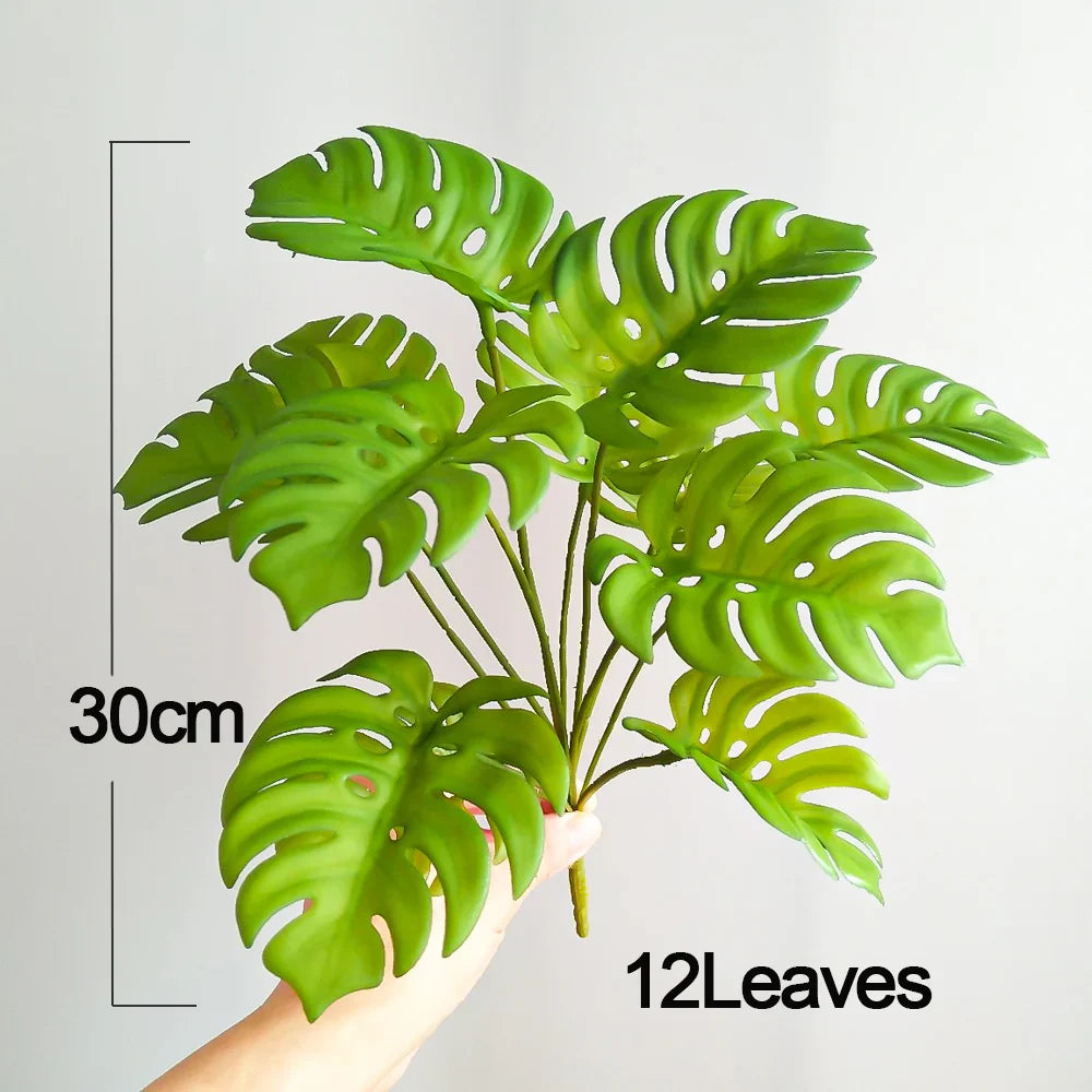 Dlight Decor 43cm Monstera Turtle Leaf Palm Branch for Home and Garden Decor 30cm No Pot B / Without Pot