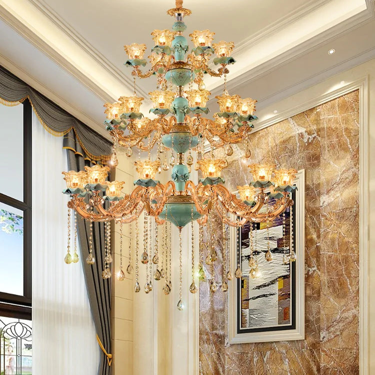 European - Style Duplex Building Chandelier - Elegance For Living Rooms Hotels And Ceramic