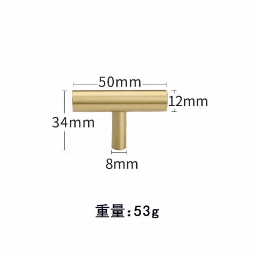 Modern Pure Brass Cabinet Handles - Single Hole Brushed Gold Drawer Knobs for Kitchen and Wardrobes 13 Knonbs