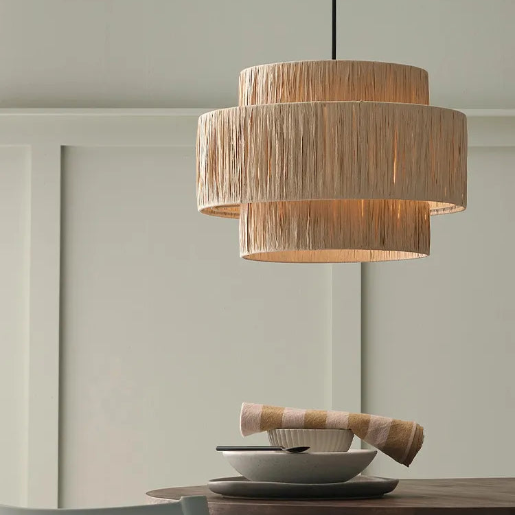 Artful Hand - Knitted Rattan Pendant Lamp - Elegant Lighting For Living Rooms And Bedrooms Lights