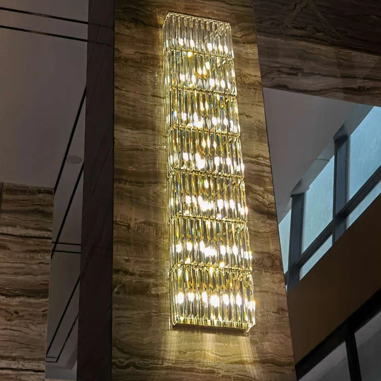Riley - Luxury Rectangle Crystal Wall Silve Lamp For Department Aisle Corridor Bedroom Sconce Tv